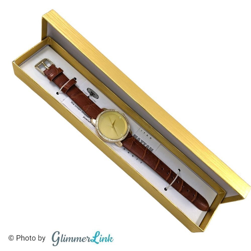 Manhattan by Croton Womens Brown Leather Strap Watch NWOT